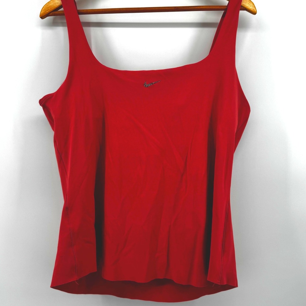 Nike Yoga Dri-FIT Tank Top Peach Coral Square Neck Shelf Bra XL Women Activewear - Picture 4 of 9
